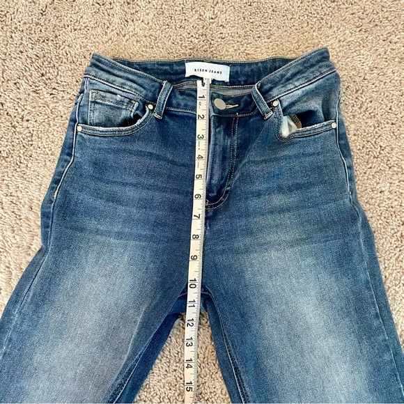 RDP5572 Risen High Rise Crop Ankle Flare Raw Hem Jean - Picture 7 of 12